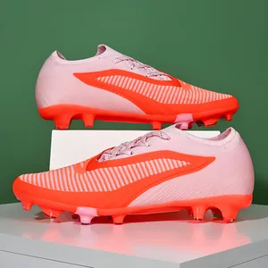 Professional Soccer Shoes Men Women Low Top Breathable Fly Knit Mesh FG AG Studs Athletic Football Boots Training Sneakers