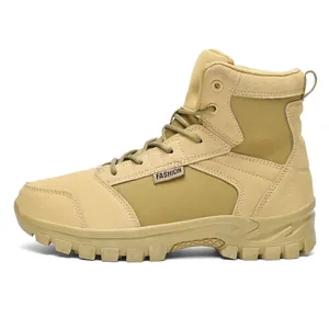 Botas tácticas de desierto altas color arena para senderismo y entrenamiento militar