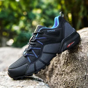 Professional men's breathable outdoor hiking shoes with non-slip trail running soles