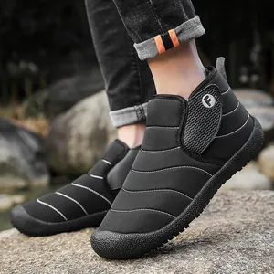 Winter Couple Snow Boots Waterproof Quilted Fleece Lined Warm Outdoor Non-Slip Cotton Shoes Velcro High Top Sport Boots