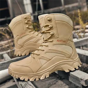 Durable high-top men's tactical desert boots for professional outdoor hiking trips