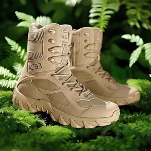Men High Top Tactical Boots Breathable Combat Boots Outdoor Hiking Training Military Boots Wear Resistant Anti Slip Shoes