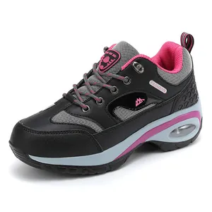 Stylish women's breathable hiking shoes featuring pink accents and a comfortable air cushion sole