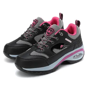 Women's breathable hiking shoes with thick soles and air cushion for outdoor walking.