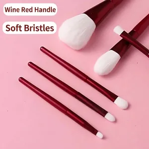 6 Stck Weinrot Make-up-Pinsel-Set Weiche Synthetikborsten Puder Rouge Lidschatten Augenbrauenpinsel Tragbar Profi Beauty Tools