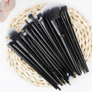 Vue détaillée d'un ensemble de 20 pinceaux de maquillage professionnels avec poils doux