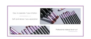 Set professionale di 18 pennelli da trucco con manici metallici viola e setole morbide