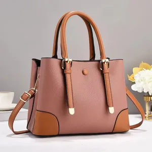 Modische Damenhandtasche im Color-Block-Design mit großem Fassungsvermögen und Gurt