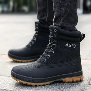 Bottes de randonnée tactiques noires pour hommes avec semelles en caoutchouc antidérapantes