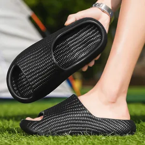 Comfortable thick-sole non-slip black EVA slides for outdoor beach and camping