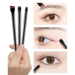 Detail view of 3pcs eyeliner and eyebrow brush set showing precise application on eyes