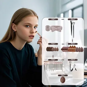 Kit de maquillage 48 pièces marron avec 30 pinceaux et guide d'application en 7 étapes