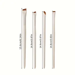 Detailed view of makeup brush set with precise length measurements in cm and inches