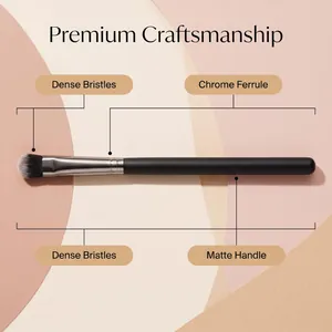 Pincel Difuminador Profesional Individual para Sombra de Ojos Cerdas de Fibra Sintética Suave Mango Negro Mate Herramienta Maquillaje