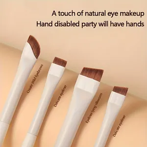 Professional ultra-thin angled eyeliner and eyebrow brush set for precise eye makeup