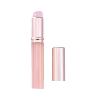 Tragbarer mini Silikon-Lippenpinsel in Rosa mit weichem Rundkopf und transparentem Griff