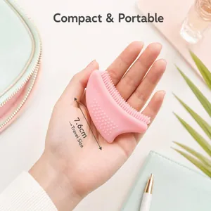 Spazzola per contorni compatta da 7,6 cm in silicone rosa per massaggio viso e collo