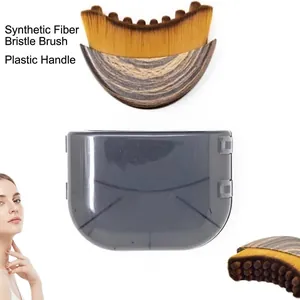 Detailed view of lymphatic contour face brush with synthetic bristles and grey storage box