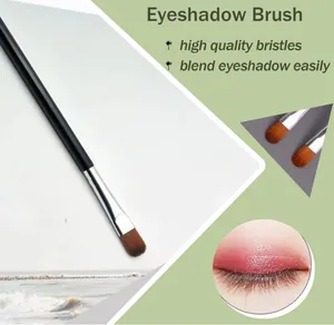 Detailed view of professional eyeshadow brush featuring high quality synthetic bristles