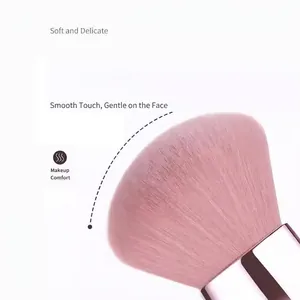 Large Mushroom Head Makeup Brush Portable Soft Synthetic Bristles Metallic Plastic Handle Powder Blush Brush For Professional Beauty