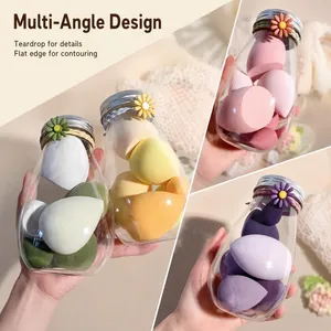 Hydrophilic Non-Latex Makeup Sponge Set with Cute Milk Bottle Case Soft Beauty Blenders for Foundation and Travel Use