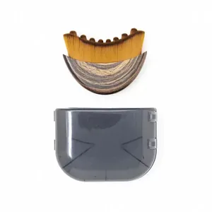 Professional crescent lymphatic contour face brush with portable grey storage case
