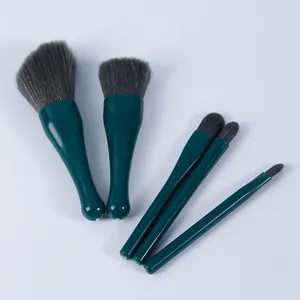 Set van 5 professionele make-up borstels met ergonomische groenblauwe handvatten