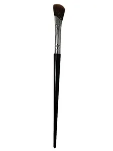 Professional angled nose shadow makeup brush with black handle and soft brown bristles