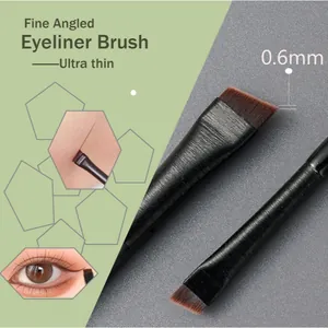 Professional ultra thin 0.6mm fine angled eyeliner brush for precise eye makeup styling