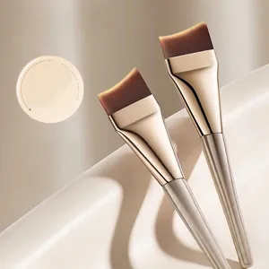 Ultra-thin crescent shaped foundation brush for seamless and smooth liquid makeup application