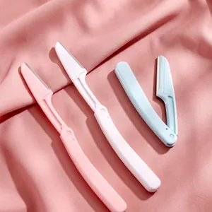 Juego de Navajas para Cejas Plegables Recortador de Cejas de Seguridad Profesional Con Protector Macro de Acero Inoxidable para Mujer Herramientas de Maquillaje