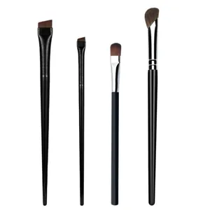 Professional 4-piece makeup brush set including eyeshadow, eyeliner, and nose contour brushes