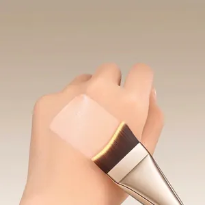 Professional ultra-thin crescent foundation brush for seamless and natural makeup application