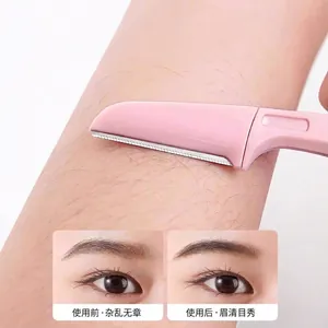 Navaja de cejas rosa profesional plegable para depilación facial y modelado de precisión