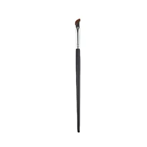 Ultra-fine angled sickle eyeliner and concealer makeup brush with black handle