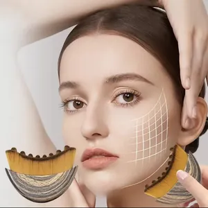 Professional curved facial contour brush for lymphatic drainage and lifting massage effect
