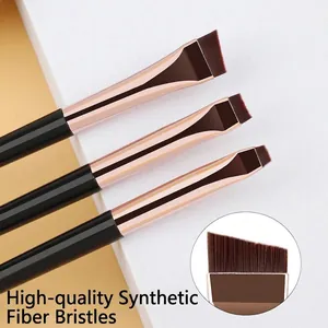 3-piece professional eye makeup brush set with angled synthetic fiber bristles