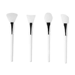 Professional 4-piece silicone face mask brush set with various soft applicator heads