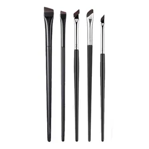 Professional 5-piece makeup brush set including angled eyebrow and eyeliner brushes