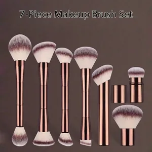 Professional Dual-Ended Makeup Brush Set Synthetic Fiber Aluminum Tube Powder Blush Foundation Eye Makeup Tools For Women