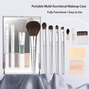 Tragbare Multifunktionale Make Up Pinselbox Mit Spiegel Synthetikfaser Reise Kosmetik Werkzeug Set Für Damen