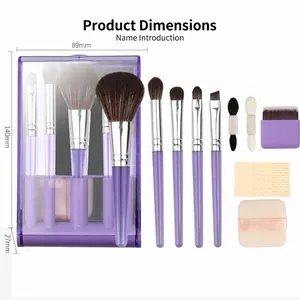 Professionelles multifunktionales lila Make-up-Pinsel-Set mit Klappbox und Größenabmessungen