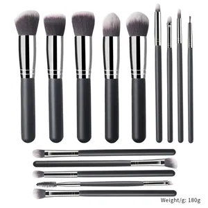 Set di 14 pennelli per trucco professionali con setole sintetiche morbide viso e occhi