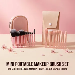 Professional Portable Makeup Brush Set Synthetic Fiber Bristles For Foundation Eyeshadow Powder With Travel Storage Case Beauty Tools For Women