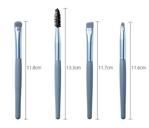 Detail showing length specifications for four different mini makeup brushes