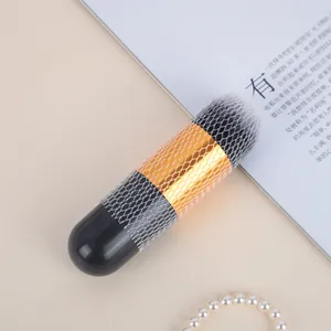 Hochwertiger tragbarer Chubby-Make-up-Pinsel für Puder mit praktischem Schutznetz
