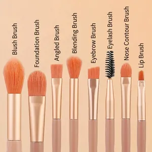 Professional 8-piece mini makeup brush set with soft synthetic bristles for versatile application