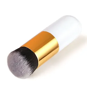 Tragbarer Chubby Make-up-Pinsel mit Goldzwinge und weißem Griff für Puder oder Rouge