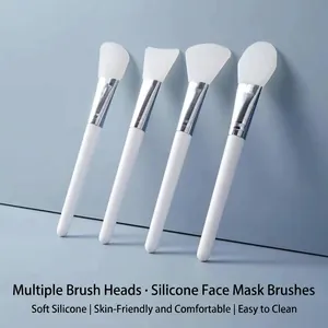 Silicone Facial Mask Brush Long Handle Mud Mask Applicator Tool For Skin Care Professional Beauty Salon Facial Cleaning Brush Set