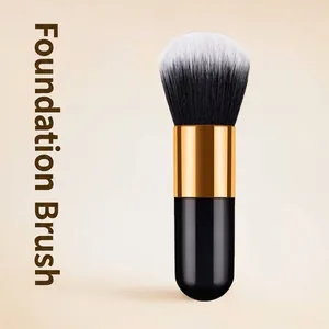 Portable Chubby Makeup Brush Soft Nylon Bristles For Foundation Blush Loose Powder Aluminum Tube Plastic Handle Beauty Tool